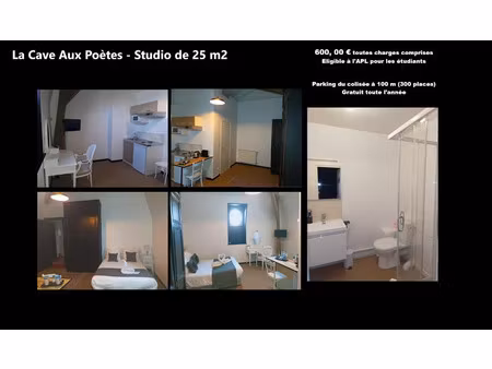 location meublée appartement 1 pièce 25 m² à roubaix (59100)  625 €
