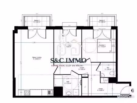 appartement 3 pièces 68 m²