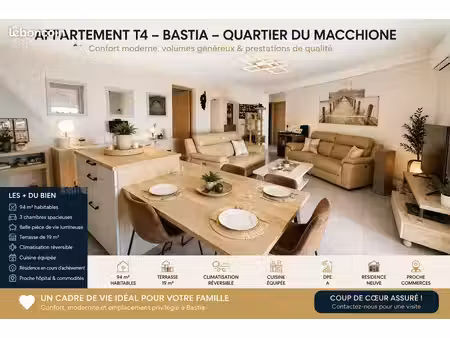 bastia – macchione | superbe t4 +garage