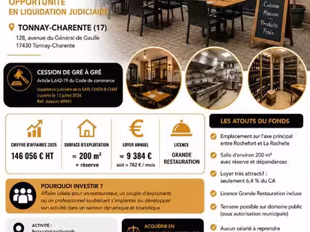 restaurant 200 m² tonnay charente