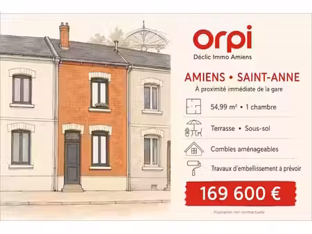 vente maison 2 pièces 54.99 m² à amiens (80000)  169 600 €