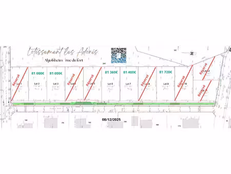 vente terrain 451 m² algolsheim (68600)
