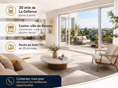 vente appartement 3 pièces 51 m² à bezons (95870)  228 000 €