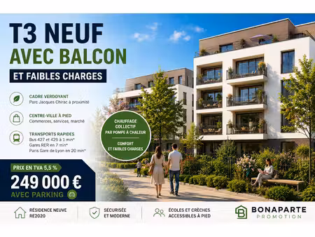 vente appartement 3 pièces 57 m² à valenton (94460)  239 000 €