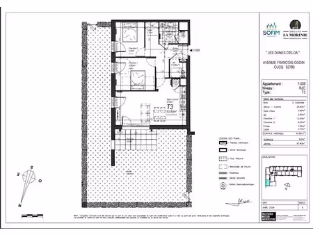 location appartement 3 pièces 62 m² à cucq (62780)  800 €