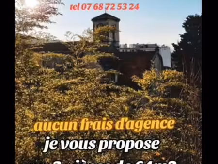3 pièces de 64m2 traversant
