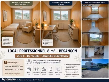 cabinet bien-être / médecine douce 8 m² – besançon – 200 charges comprises