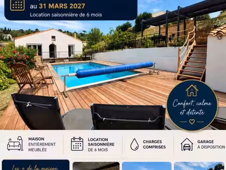 location au mois maison avec clim  wifi  jardin et garage