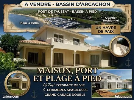 port de taussat belle maison 4 chambres plage et bassin a pied