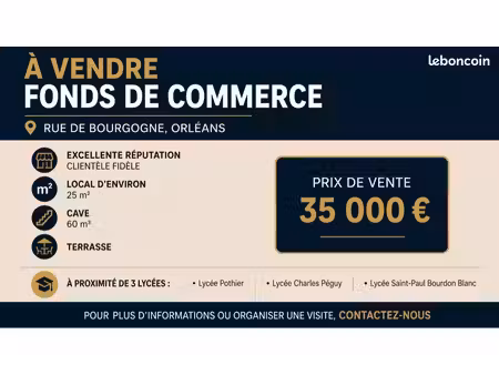 fonds de commerce à vendre – rue de bourgogne  orléans