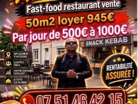 fond de commerce à vendre restaurant  snack kebab