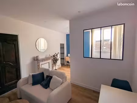 t1 bis meublé rénové 34 m² – verrière – fibre incluse – centre nevers