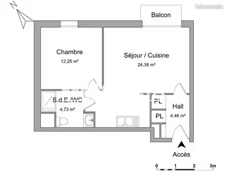 appartement 2 pièces 45 m²
