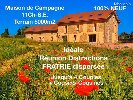 gde maison campagne 11 ch-s.e.-wc idéale fratrie jusqu'à 4 couples + cousins cousines...