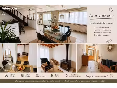 maison de caractère 339 m² – 5 chambres – dépendances – à 30 min de poitiers