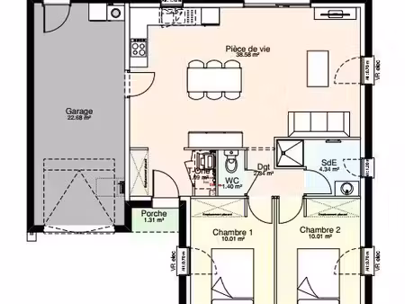 maison neuve de 3 pièces avec garage à mignaloux-beauvoir