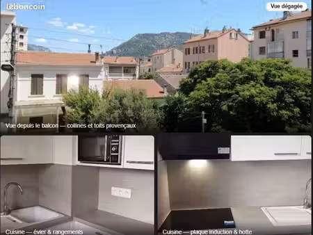 t2 loué 6 6% brut - rénové 2025 - dpe c - toulon pont du las appartement 119 000 · garage 