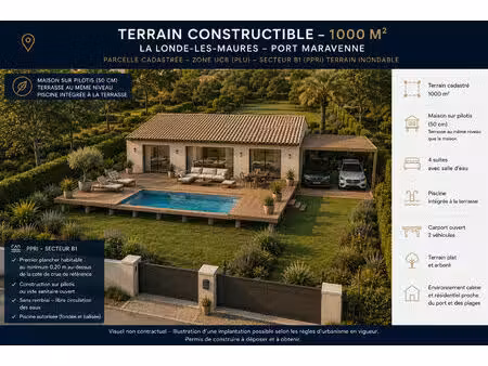 la londe-les-maures ! terrain à bâtir d'environ 1 200 m² ! secteur résidentiel recherché