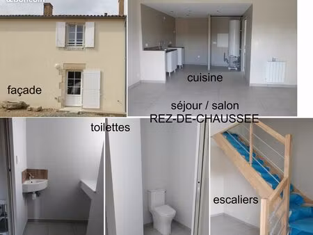 maison d'habitation sur deux niveaux  mitoyenne sur deux pignons  3 pièces  58 m²