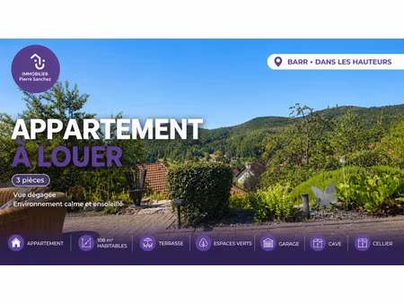 barr - spacieux 3 pièces de 108 m² en rez-de-jardin avec terrasse  espace vert et garage
