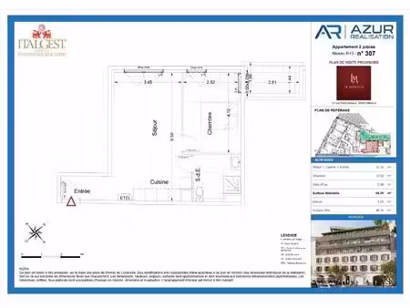 élégant 2 pièces de 44 70 m² dans la nouvelle résidence le mondial