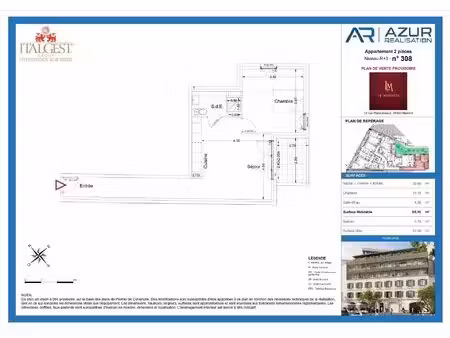 nouveau projet le mondial  appartement deux pièces de 52 15 m2  au troisième étage  en...