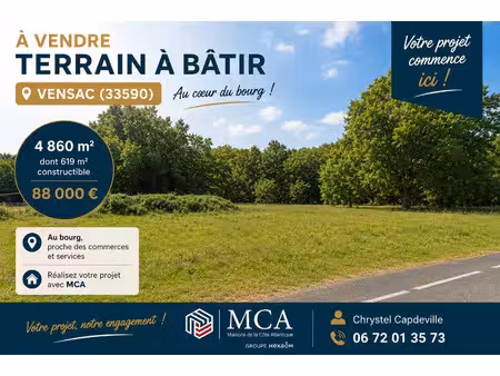 vente terrain 4860 m² vensac (33590)