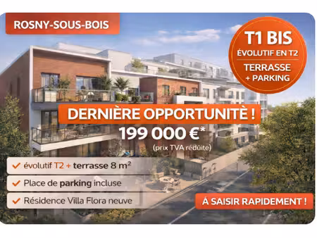 vente appartement 2 pièces 36 m² à rosny-sous-bois (93110)  199 000 €