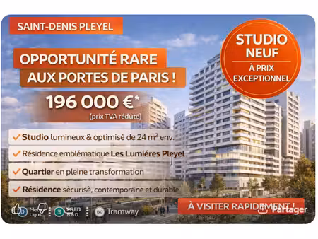 vente appartement 1 pièce 25 m² à saint-denis (93200)  196 000 €