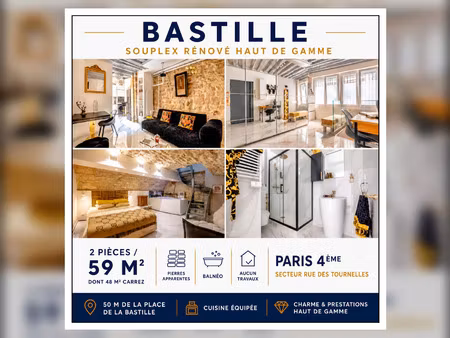 vente appartement 2 pièces 59 m² paris 4 (75004)