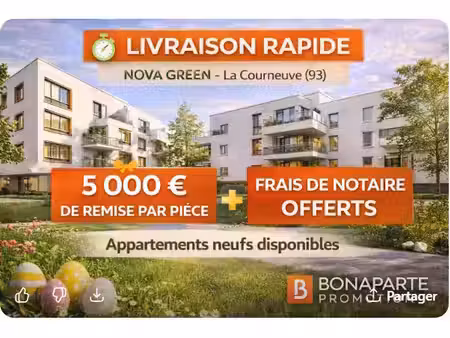 vente appartement 3 pièces 65 m² à la courneuve (93120)  253 146 €