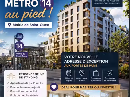 vente appartement 1 pièce 28 m² saint-ouen-sur-seine (93400)
