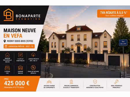 vente maison 4 pièces 114 m² rosny-sous-bois (93110)