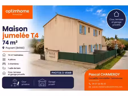 puyvert | maison jumelée t4 de 74 m² avec cour  terrasse et garage privatifs
