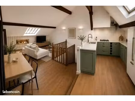 grand studio climatisé 40 m2 sous comble (80 m2 au sol) refait à neuf plein centre ville l