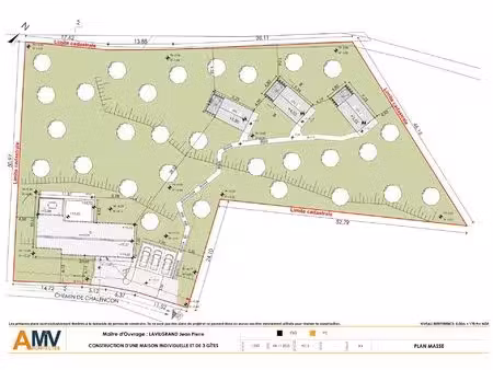 rare - terrain boisé 3577 m² avec permis de construire purgé (villa + 3 gîtes...