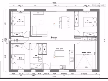 maison 4 pièces 87 m²