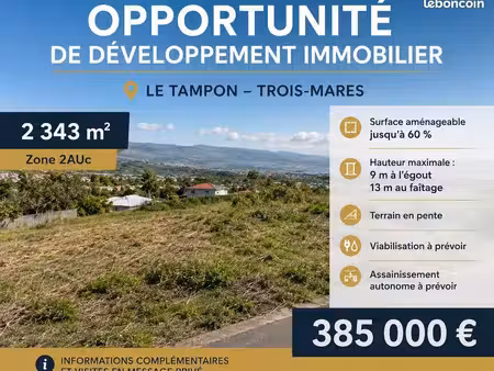 terrain 2343m² - trois mares