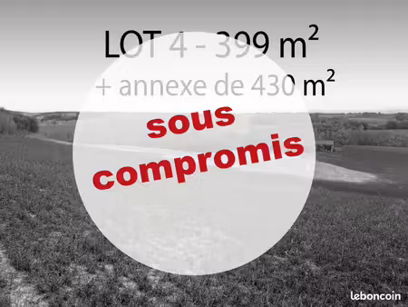 terrain constructible de 399 m² + annexe de 430 m² à l’isle jourdain 32600