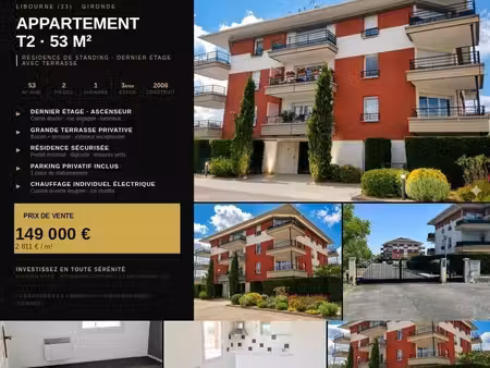 grand t2 de 53 m2 dans residence de standing ascenseur balcon parking
