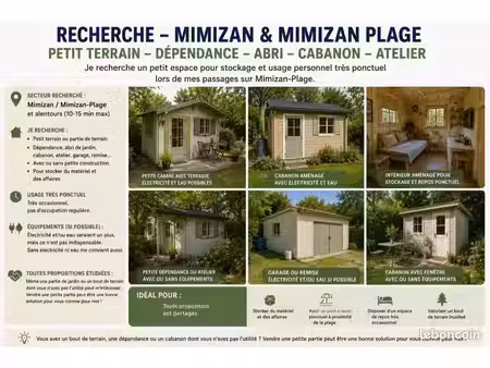recherche petit terrain / garage / dépendance – mimizan