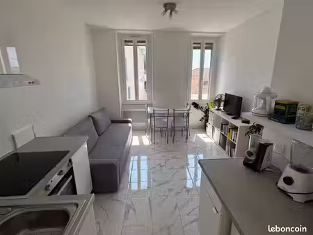 appartement meublé de 30 m² entièrement rénové  chambre avec pierre apparentes