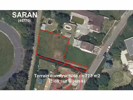 vente terrain 775 m² saran (45770)