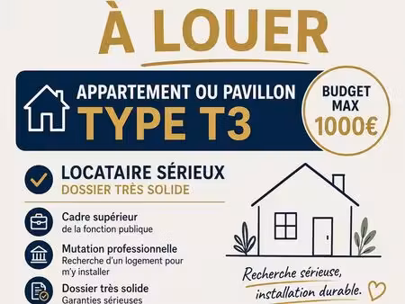 recherche appartement t3 ou pavillon à louer