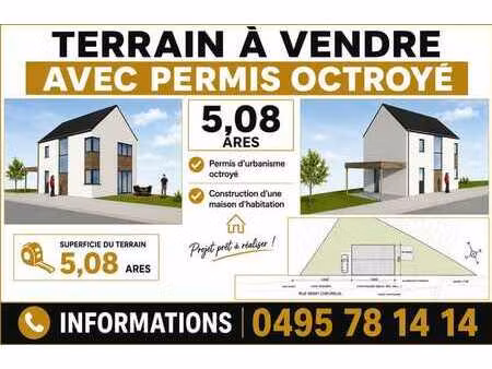terrain constructible 508m² avec permis octroyé