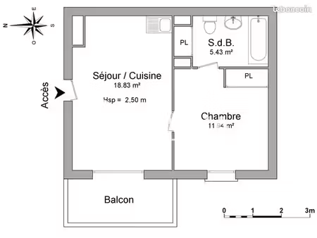 appartement 2 pièces 36 m²