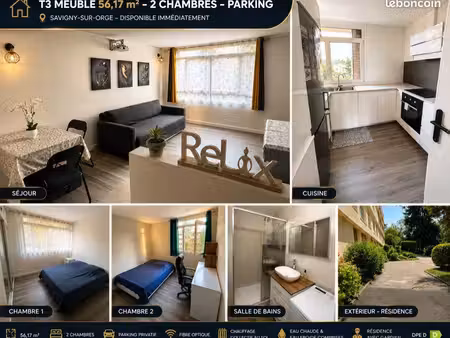 t3 meublé 56 m² – 2 chambres – parking – rer c / t12
