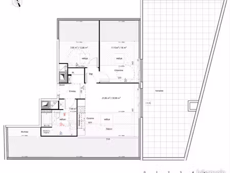 appartement t3 rooftop récent quartier croix daurade