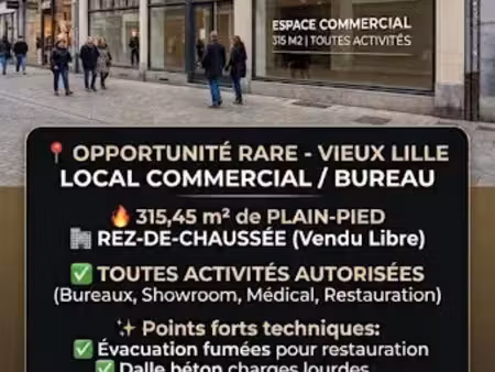 vente locaux professionnels 5 pièces 315 m² à lille (59000)  895 000 €