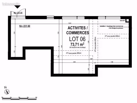 gleizé centre - local commercial neuf de 74 m²